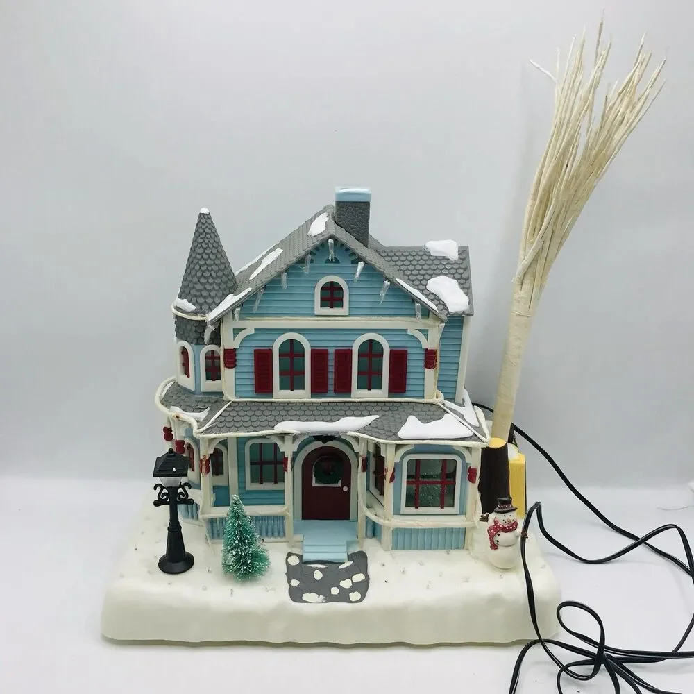 Vintage Avon 2001 Holiday Splendor Lighted Fiber Optic House Color Changing New!